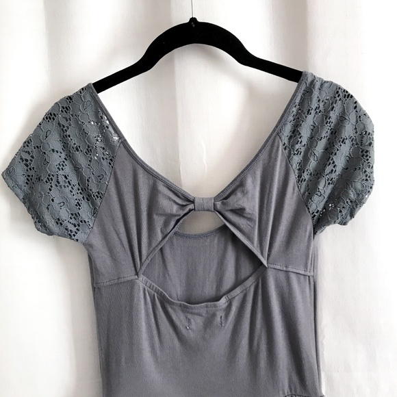 Aeropostale Dark Gray Dress with Lace Sleeves (S) - Picture 4 of 5